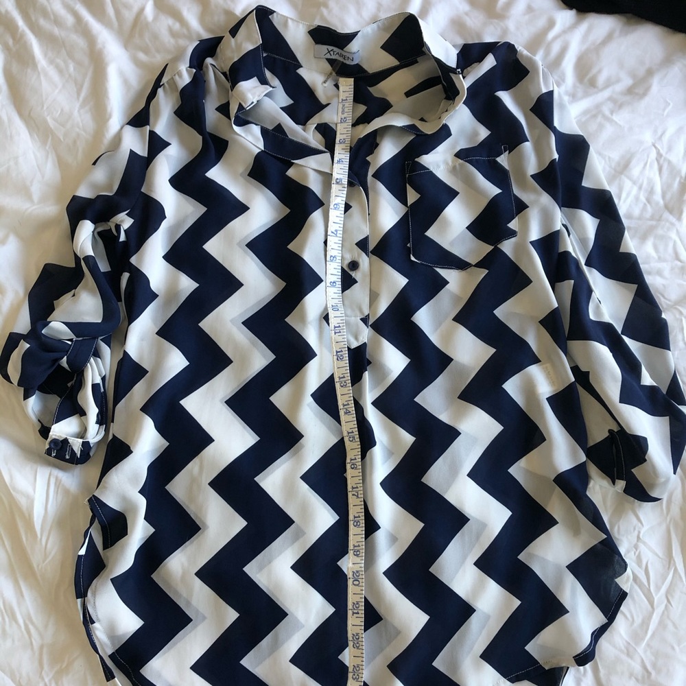 Chevron button down top